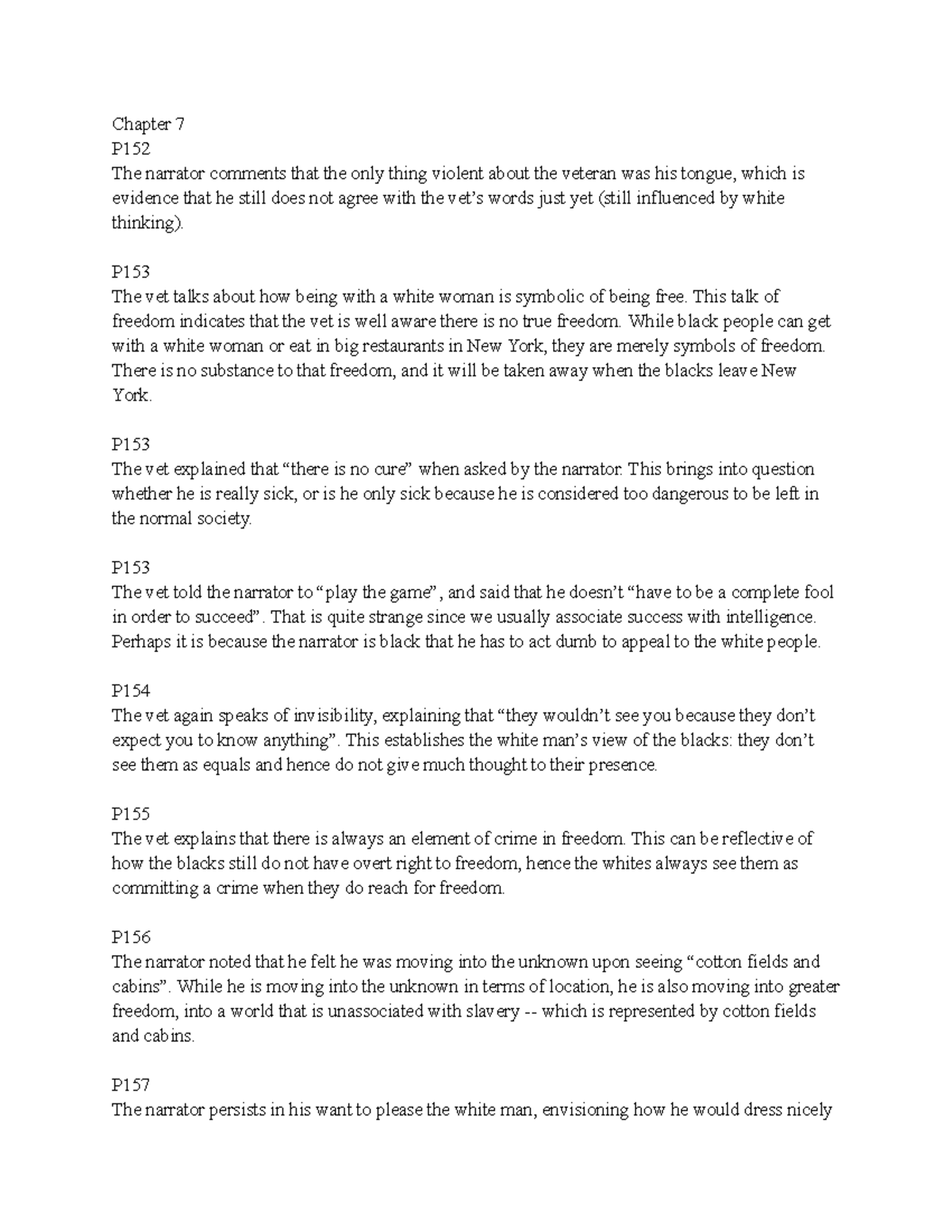 Invisible Man Ch. 7 & 8 Analysis Chapter 7 P The narrator comments