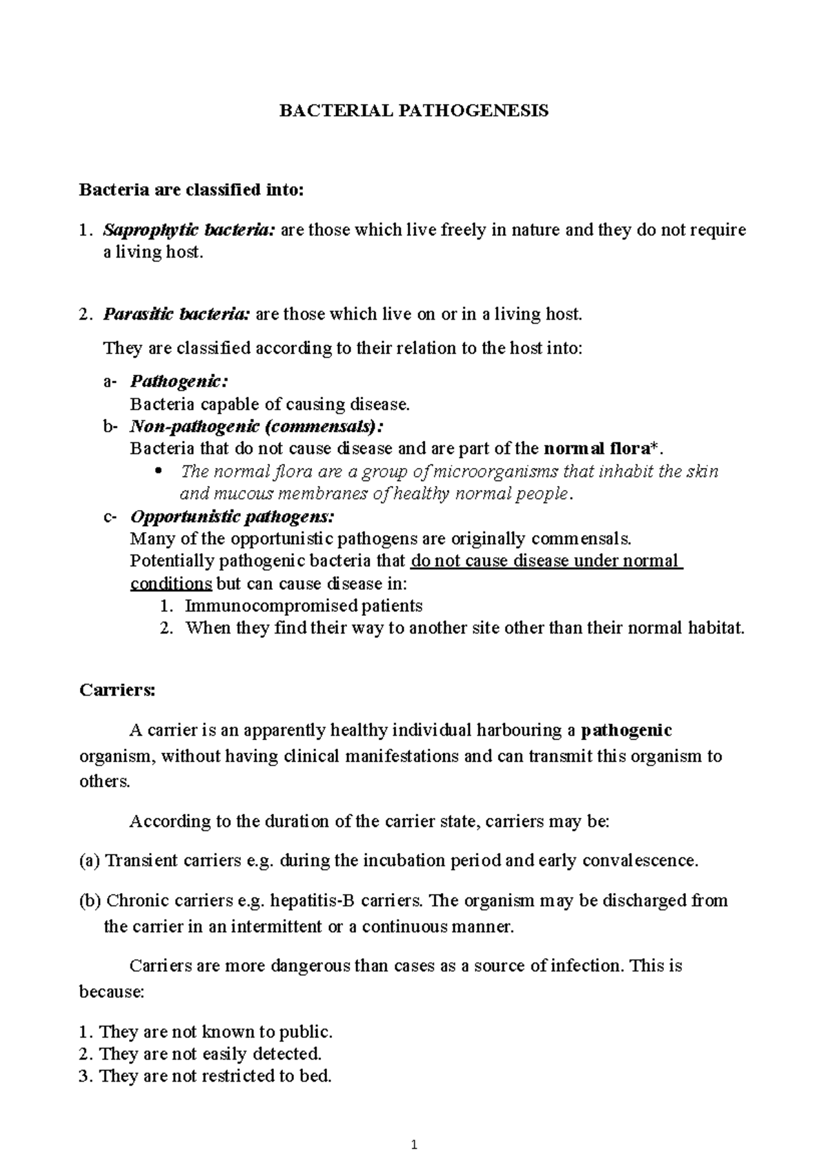 2. Bacterial Pathogenesis - BACTERIAL PATHOGENESIS Bacteria are ...