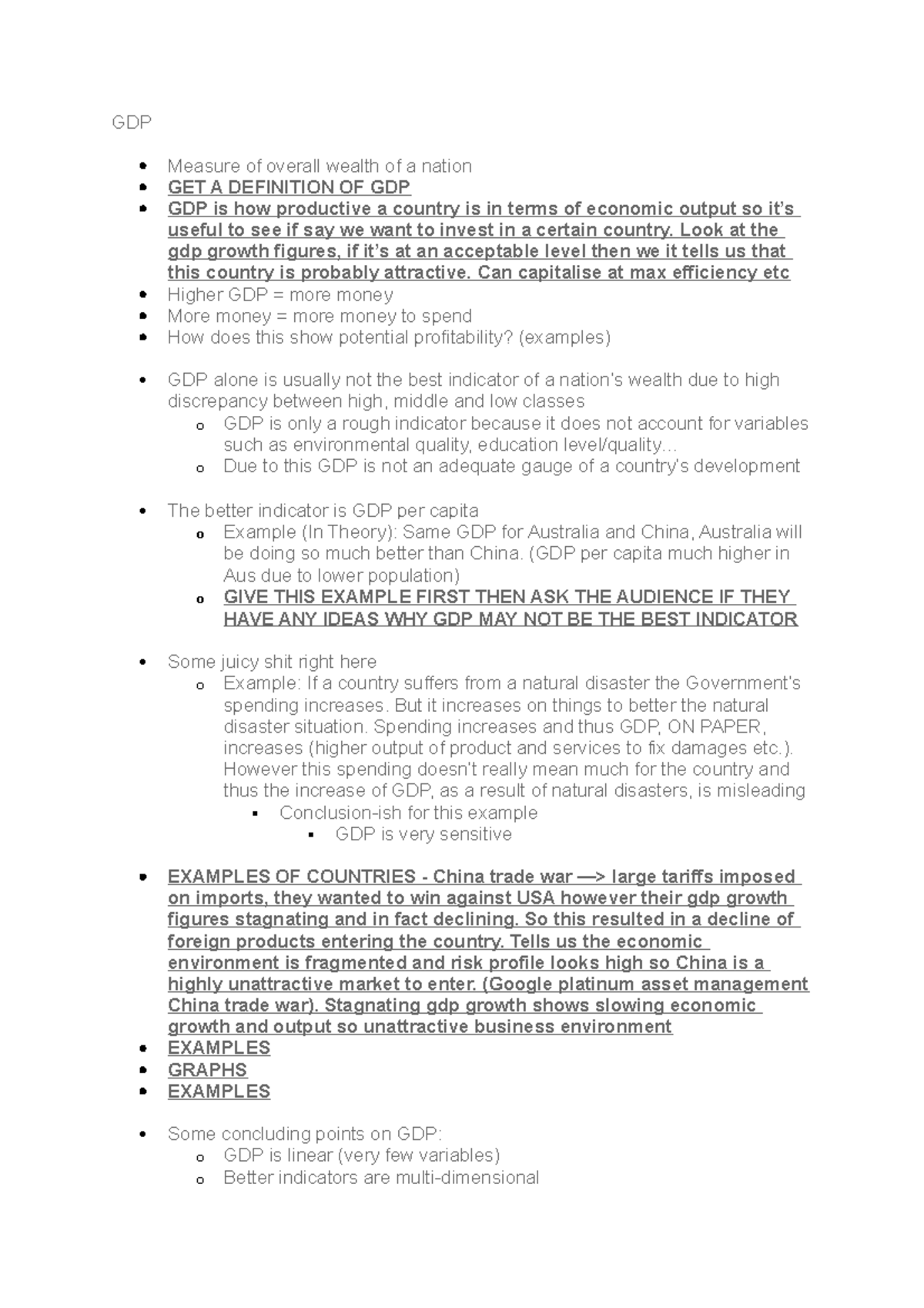 GDP - In depth study of GDP - GDP Measure of overall wealth of a nation ...