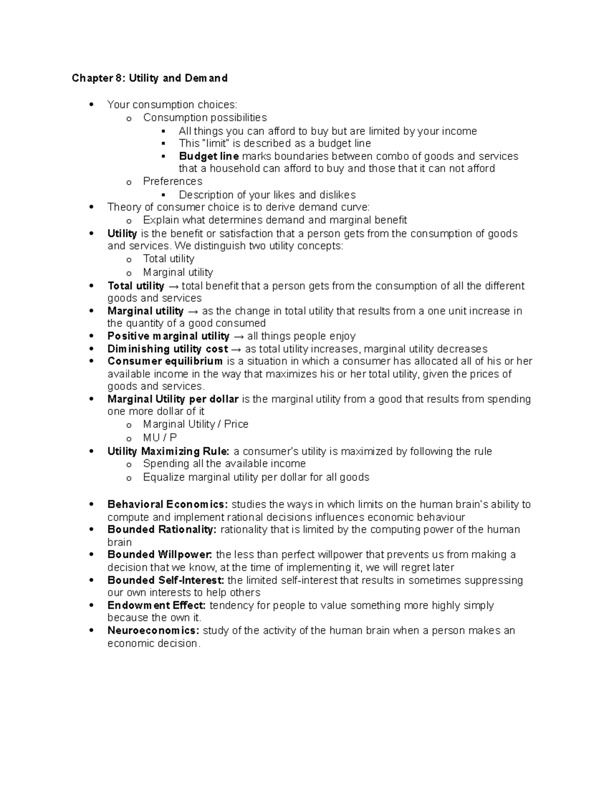 Chapter 8 - Summary Introduction to micro economics - Chapter 8 ...
