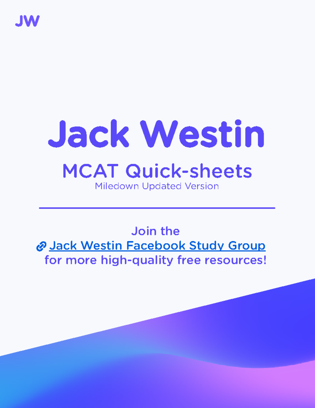 JW MCAT QuickSheets review Jack Westin MCAT Quicksheets Miledown