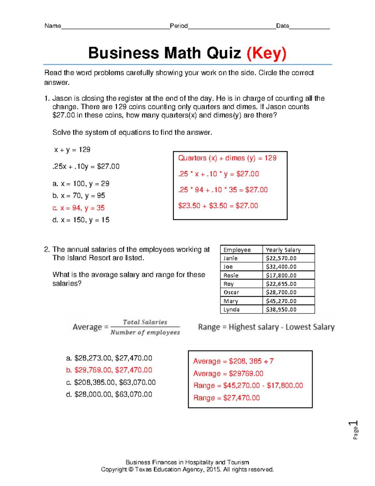 Business math quiz key studocu