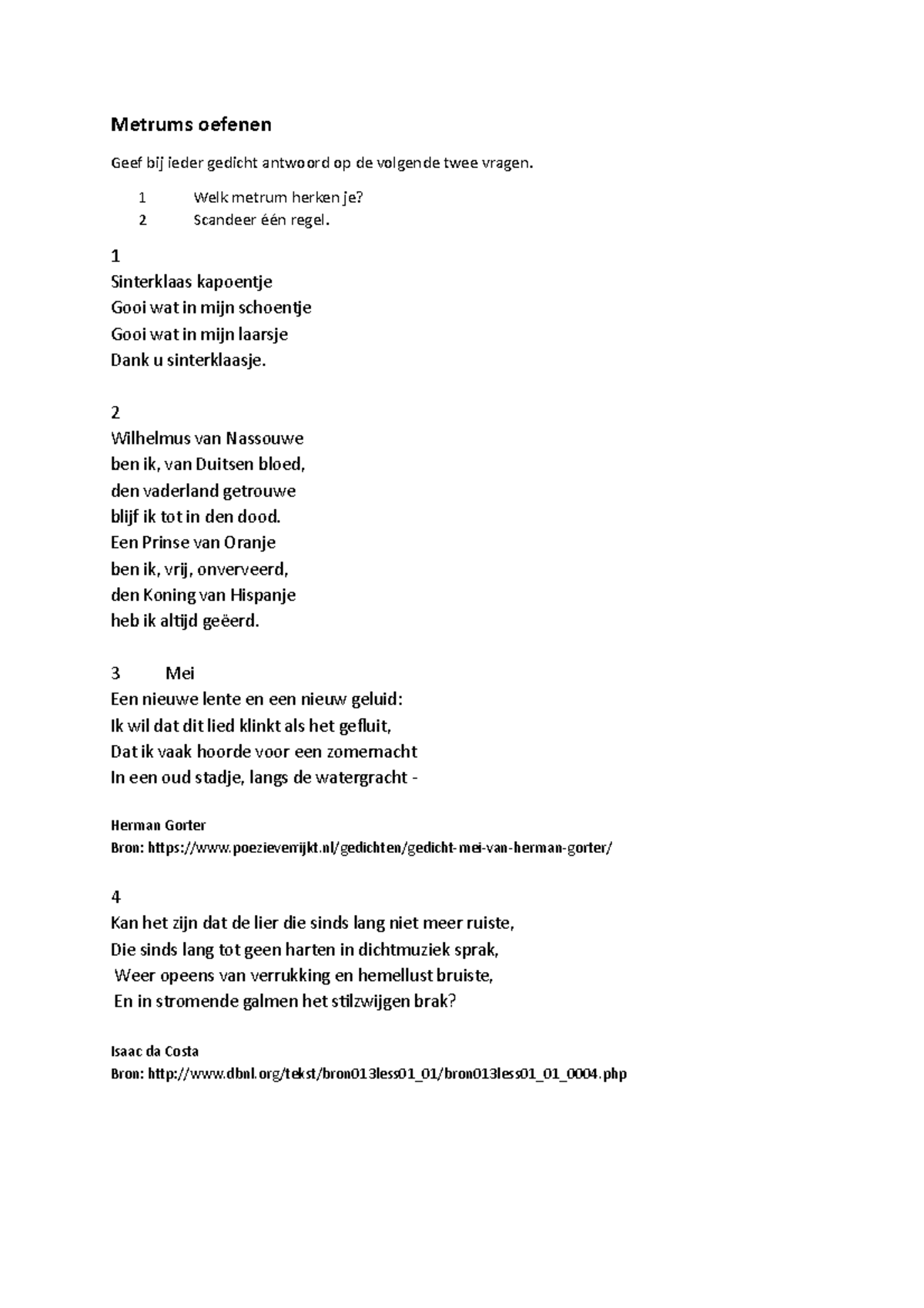 Metrums-oefenen - Oefenopdrachten Metrum - Metrums oefenen Geef bij ...