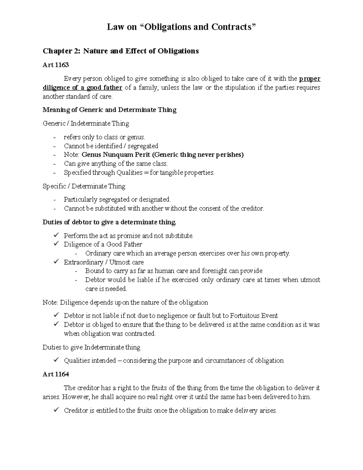 Obligations And Contracts (Chapter 2) - Chapter 2: Nature And Effect Of ...