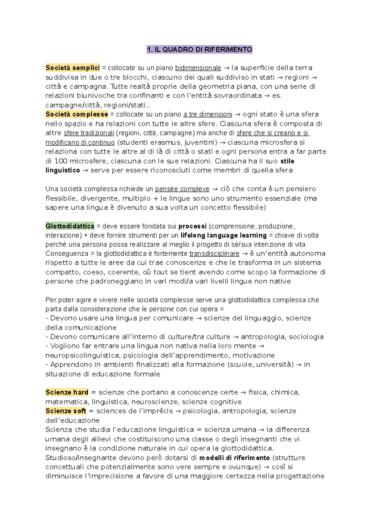 Didattica B Manuale - 1. IL QUADRO DI RIFERIMENTO Società Semplici ...