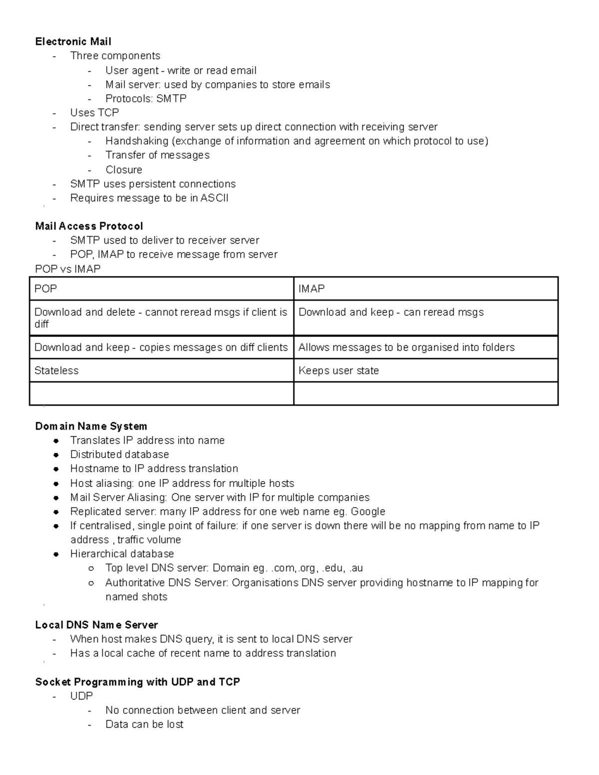 Network Fundamentals Lecture 4 Notes - Electronic Mail Three components ...
