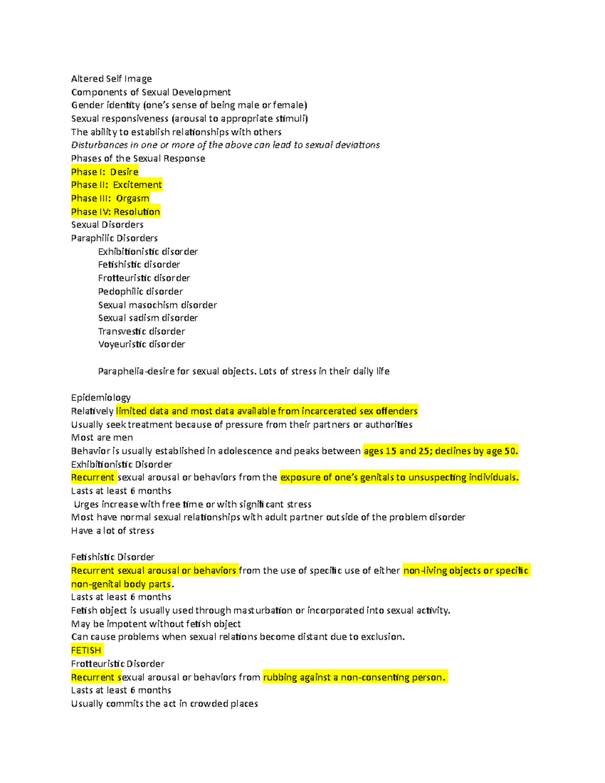 Altered Self Image Exam 2 - Altered Self Image Components of Sexual ...