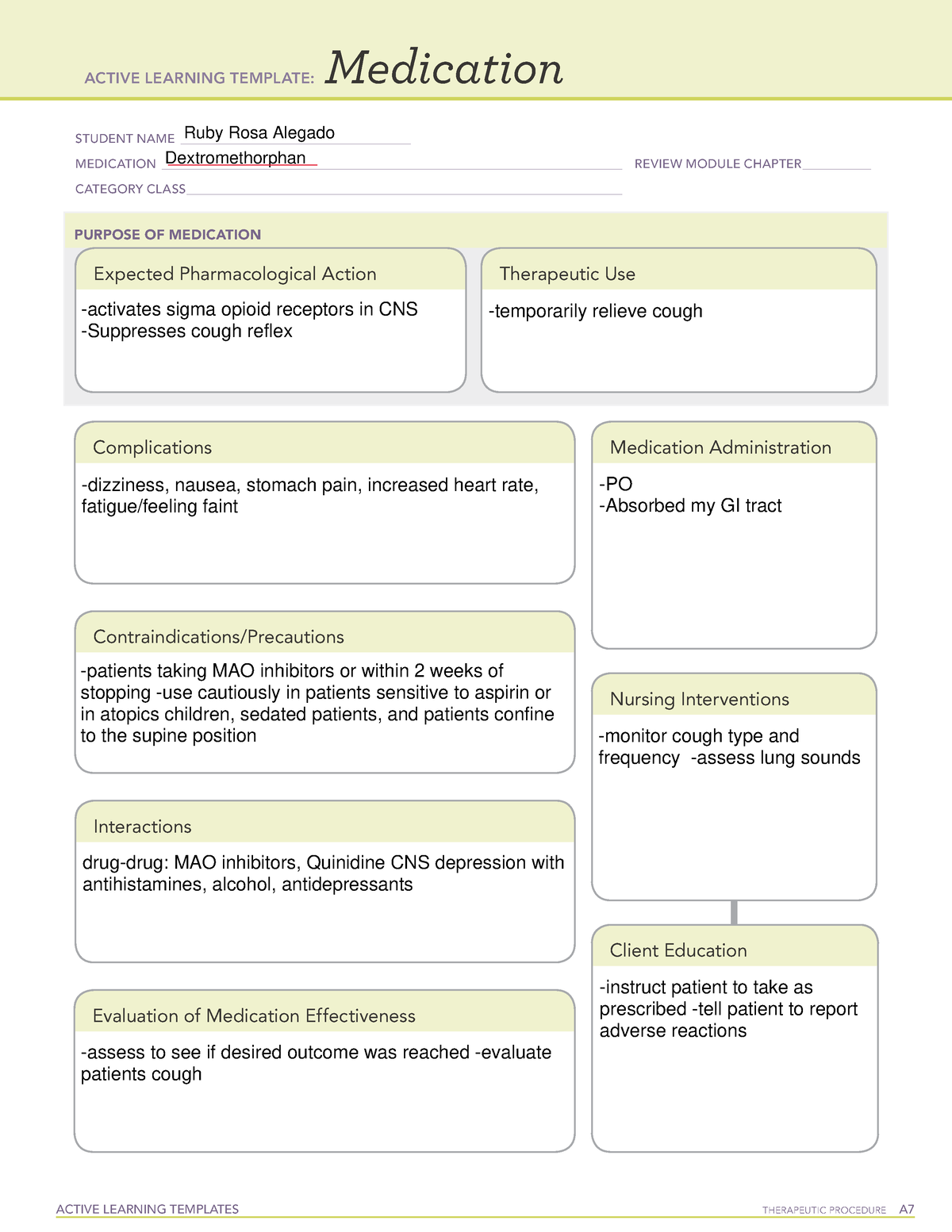 Dextromethorphan - medication template - ACTIVE LEARNING TEMPLATES ...