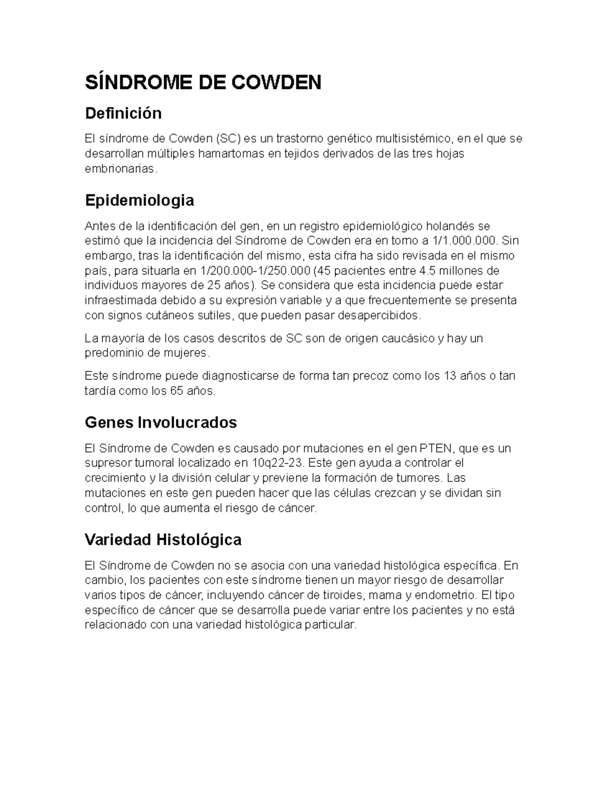 Síndrome DE Cowden SÍNDROME DE COWDEN Definición El síndrome de