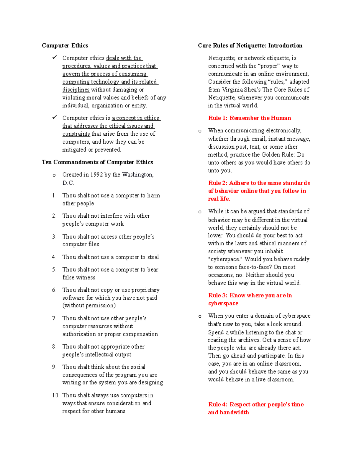 Computer Ethics - Cybersecurity - Computer Ethics Computer ethics deals ...
