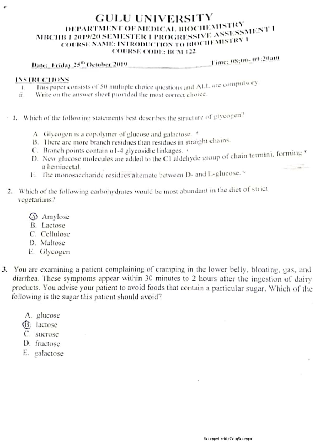 Biochemistry PAST Papers - BACHELOR SCIENCE EDUCATION BIOLOGY - Studocu