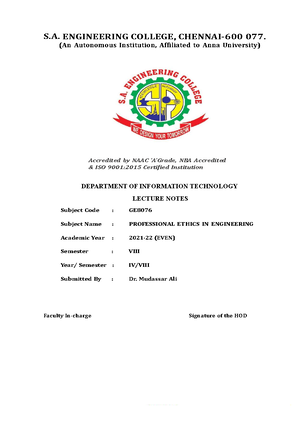 GE8076- Professional- Ethics QB - GE8076 PROFESSIONAL ETHICS IN ...