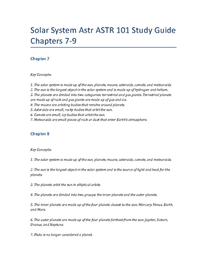 Solar System Astr ASTR 101 Study Guide Chapters 10-12 - Solar System ...