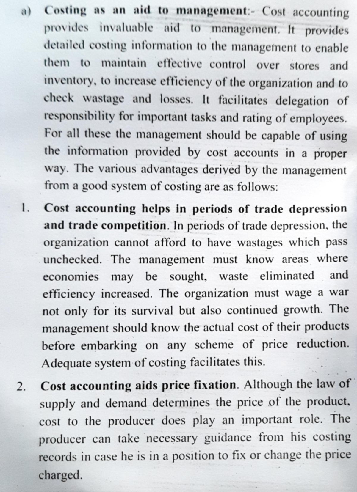 Importance of Cost accounting - Cost and management accounting - Studocu