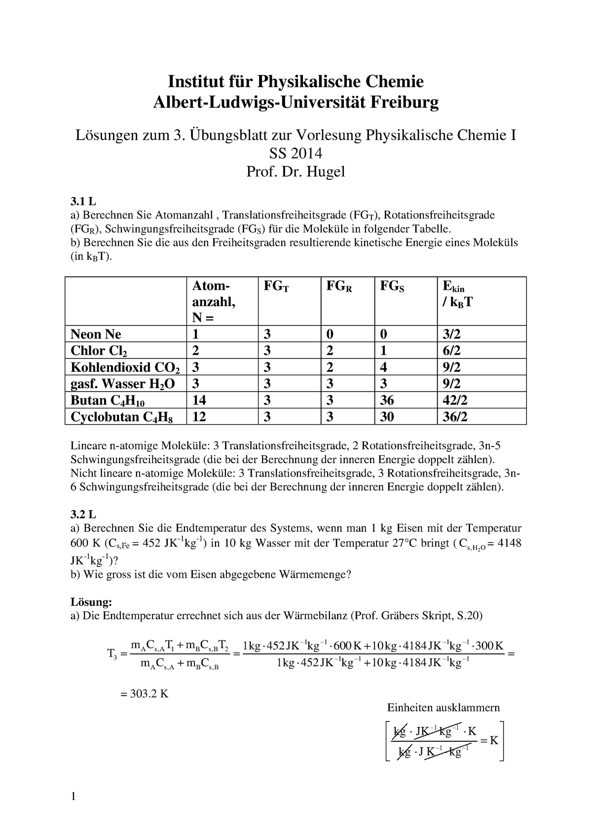 PC1 SS2015 Loesungen 03 - Übung "Physikalische Chemie I ...