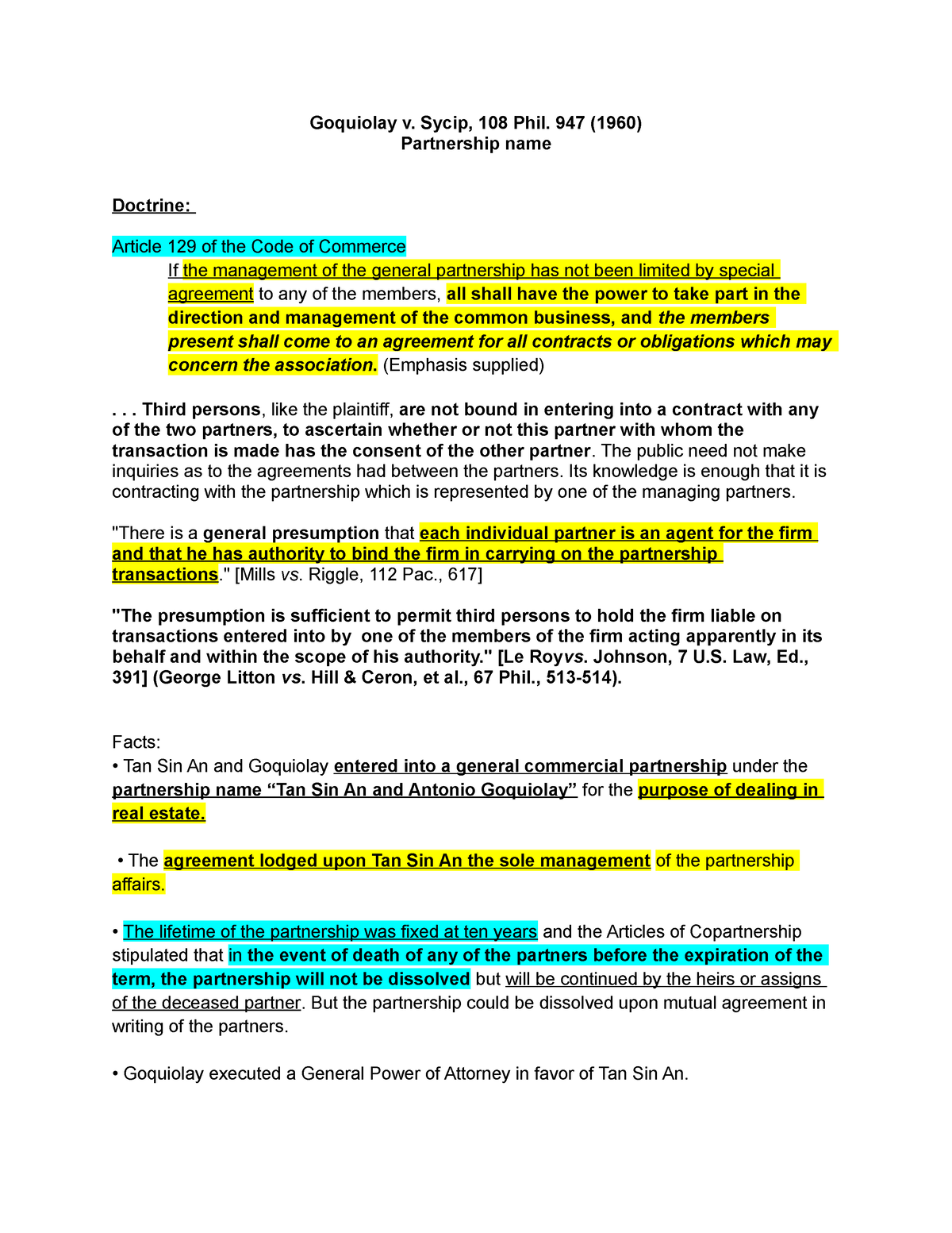 6. Cd Goquiolay V. Sycip, 108 Phil. 947 (1960) - Goquiolay V. Sycip 