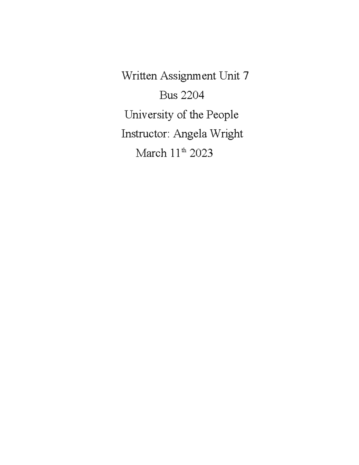 written assignment unit 7 bus 2204