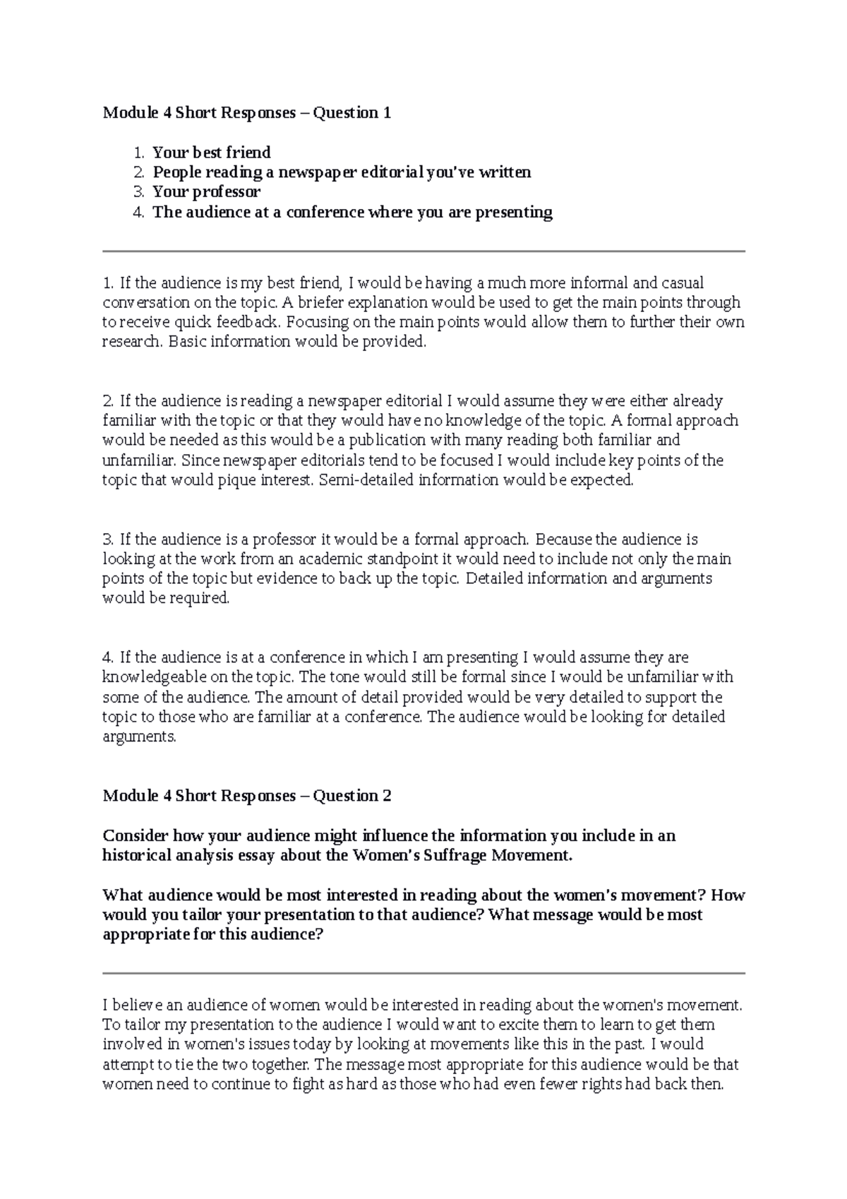 HIS 200 Week 4 Short Responses - Module 4 Short Responses – Question 1 ...