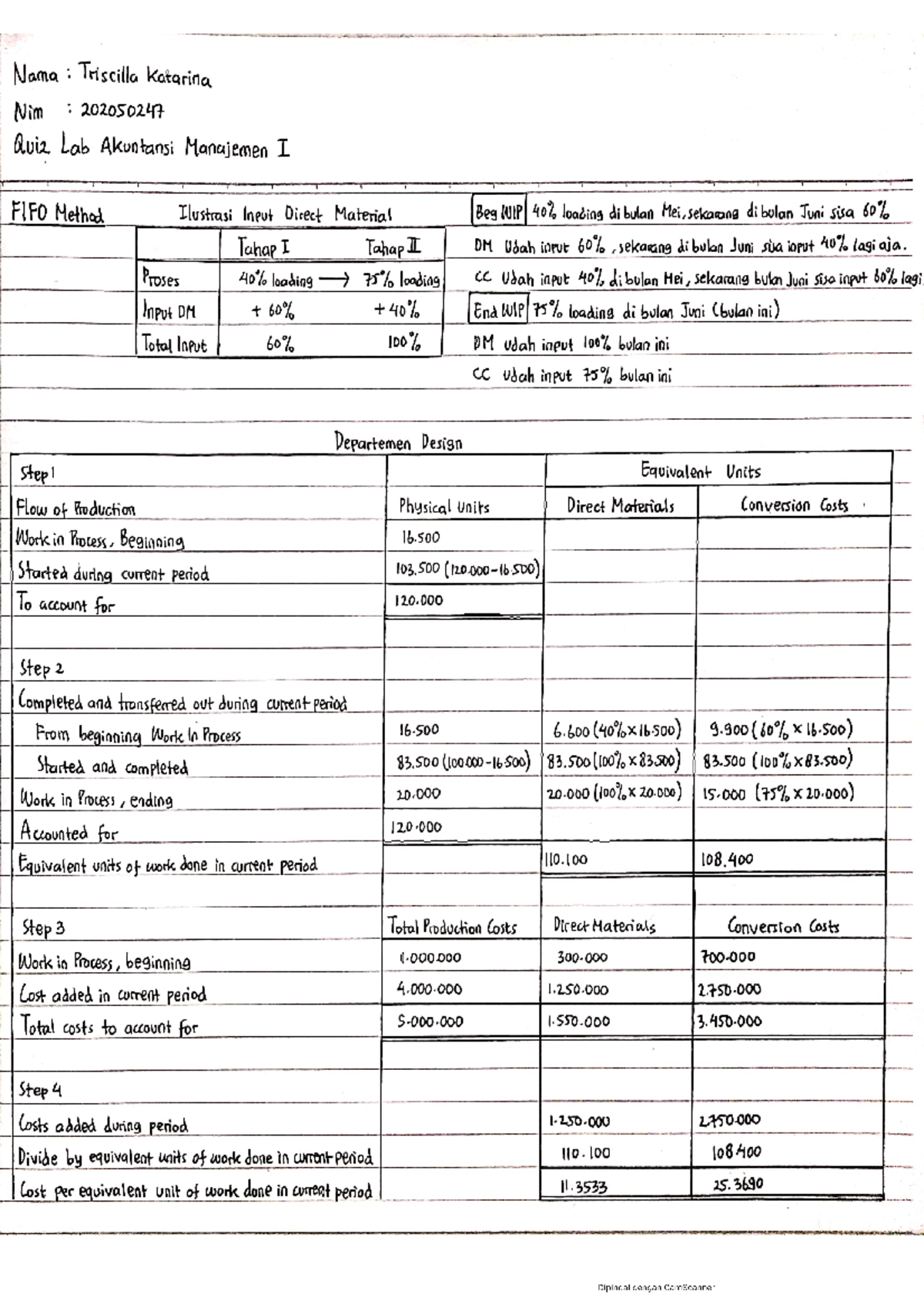 Quiz Process Costing Akuntansi Studocu