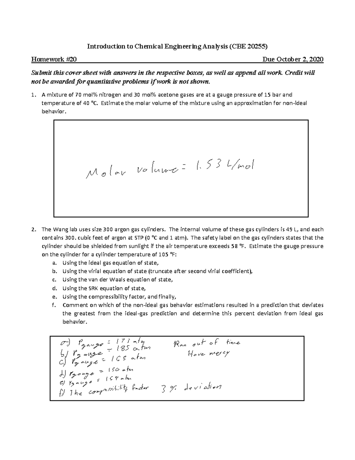 20255 Fall 2020 HW_20 due 10-2-20 - Introduction to Chemical