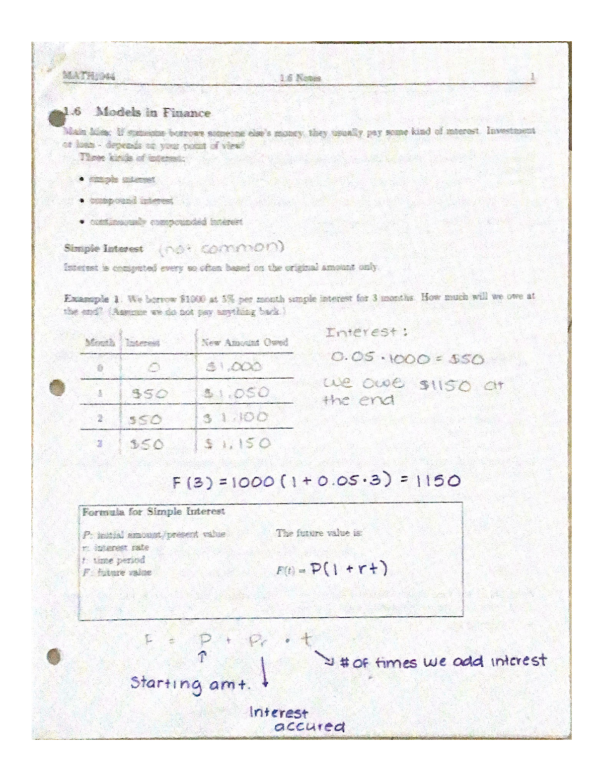 1.6 models in finance - These notes consist of unit 1.6 lecture notes ...