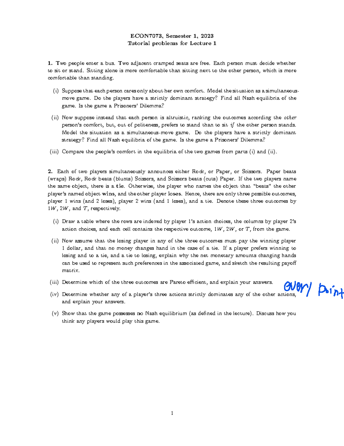 7073 T1 - Tutorial 1 - ECON7073, Semester 1, 2023 Tutorial problems for ...