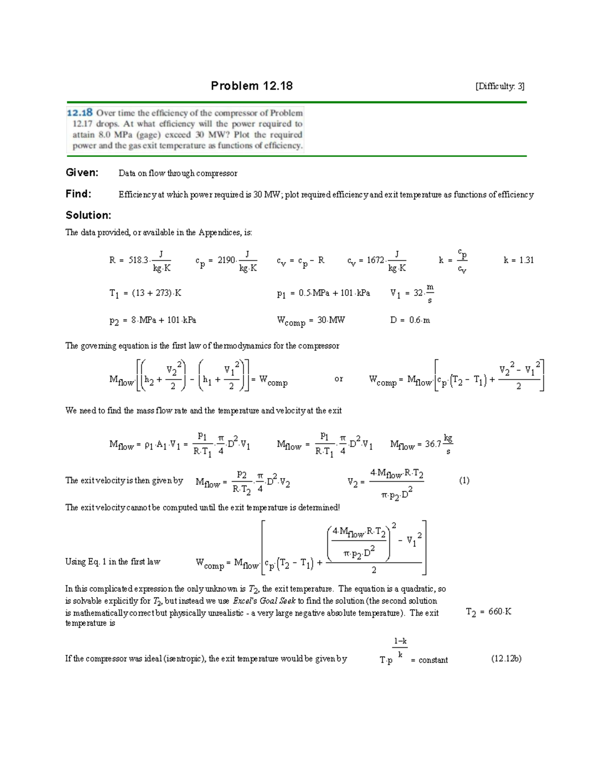 Midterm Review Exam Notes and Solutions 20 - Given: Data on flow ...