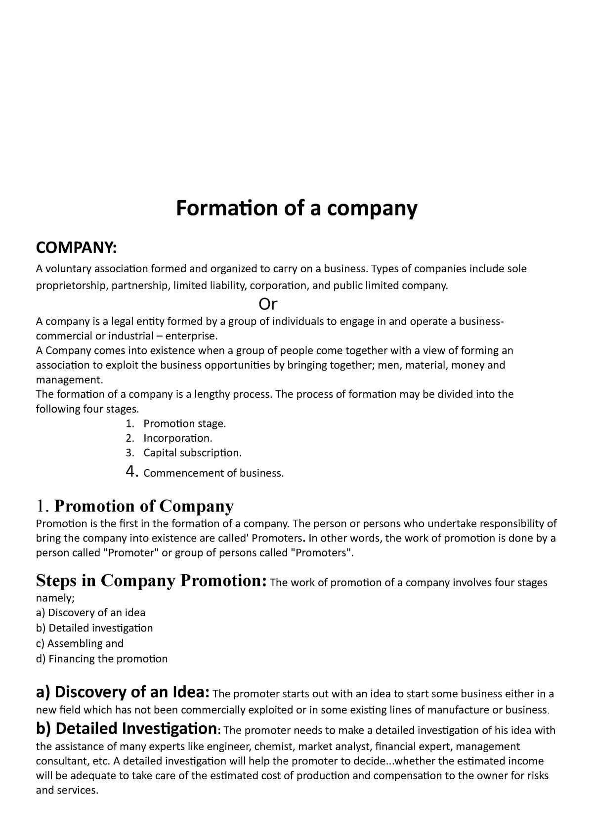 Corporate Law Assignment Formation Of A Company COMPANY A Voluntary 