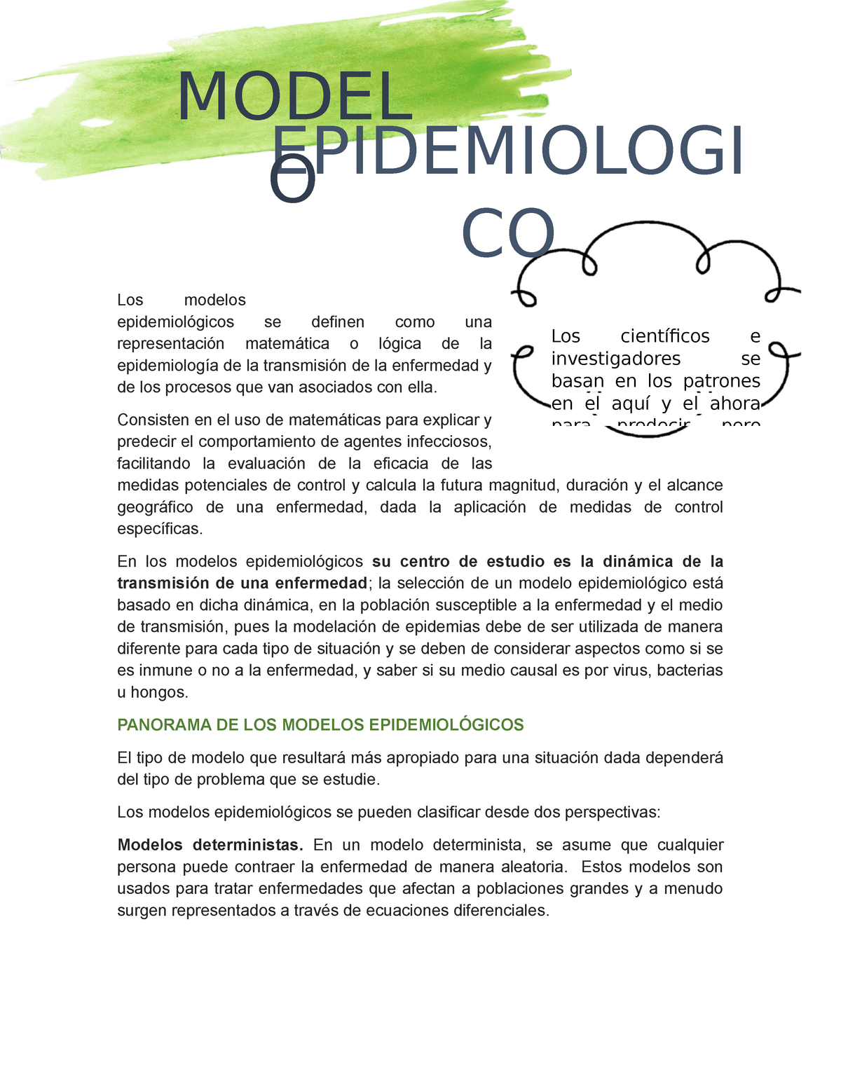 Modelo Epidemiologico - Los modelos epidemiológicos se definen como una  representación matemática o - Studocu