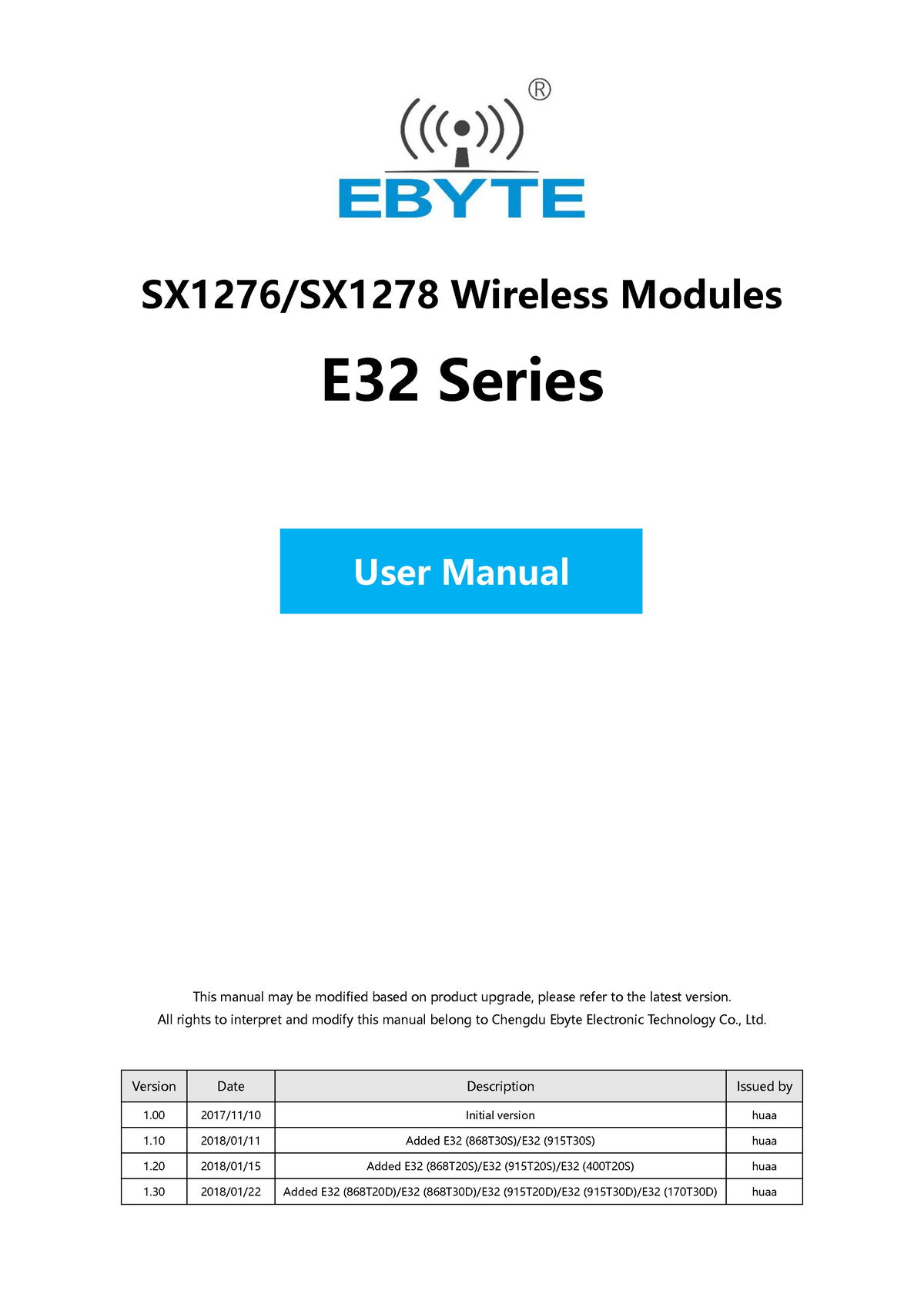 E32 Usermanual EN V1 - E32 Lora - SX1276/SX1278 Wireless Modules E32 ...