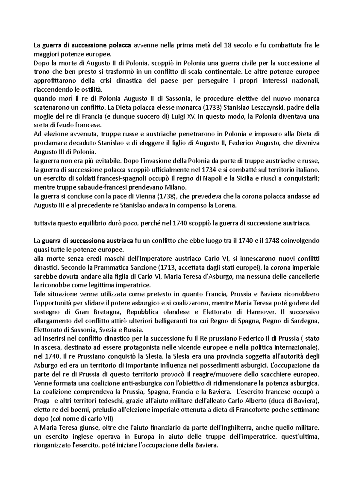 Guerra di successione polacca e austriaca