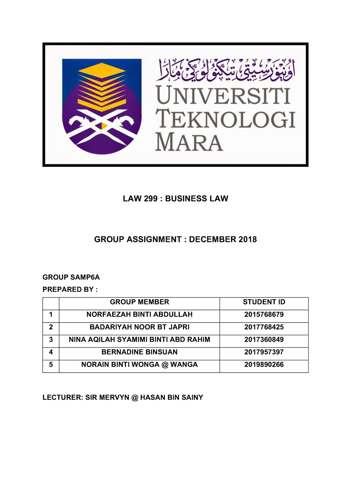 group assignment law299