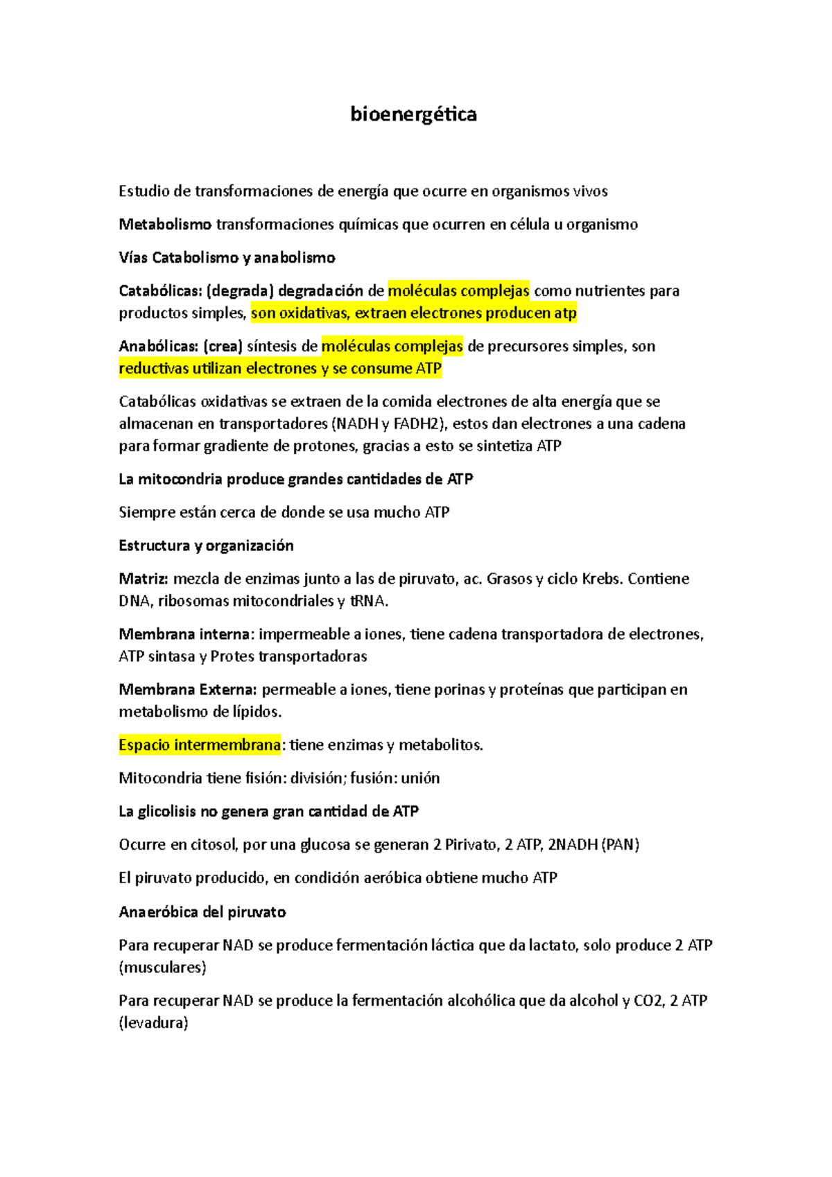 Bioenergética - ..... - bioenergética Estudio de transformaciones de ...