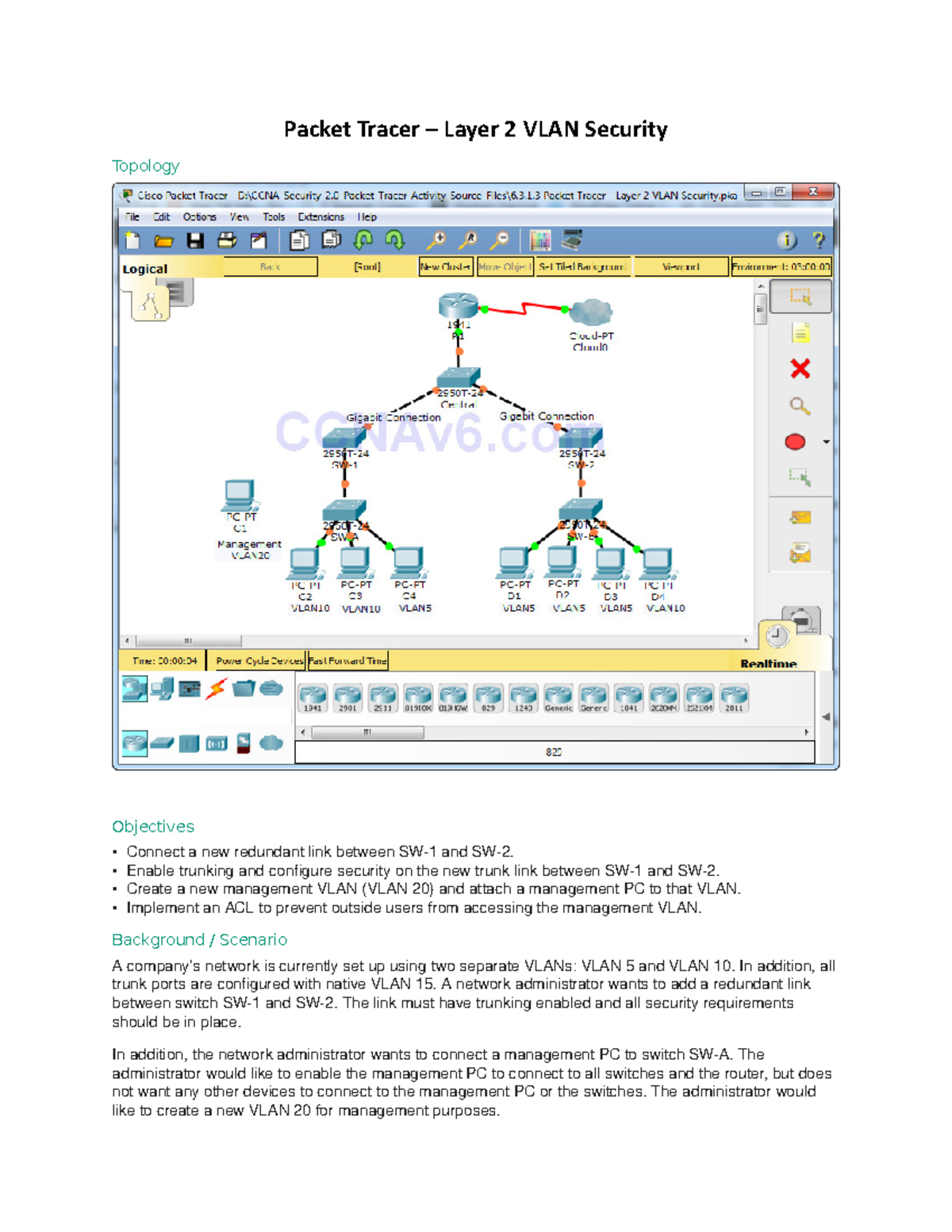 6.3.1.3 Packet Tracer – Layer 2 VLAN Security Answers - Packet Tracer ...