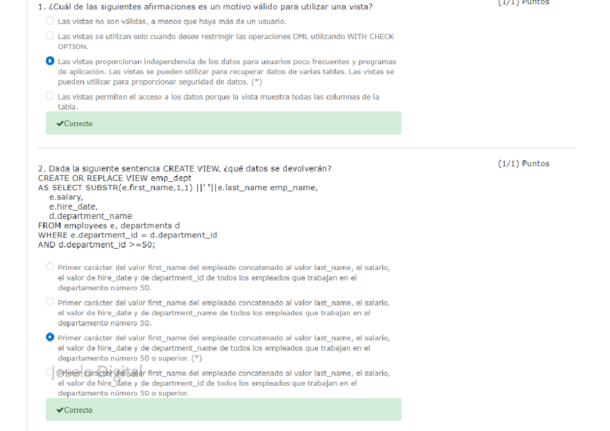 DP Database Programming with SQL - Prueba DP Section 15 Prueba - 1. de ...