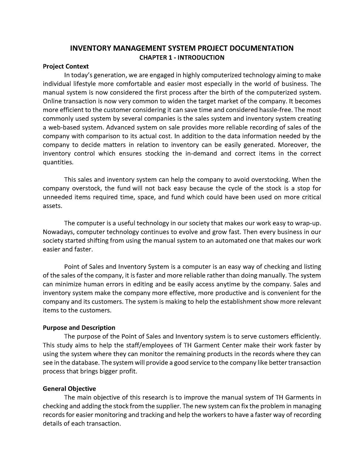 Inventory Management System Project Documentation