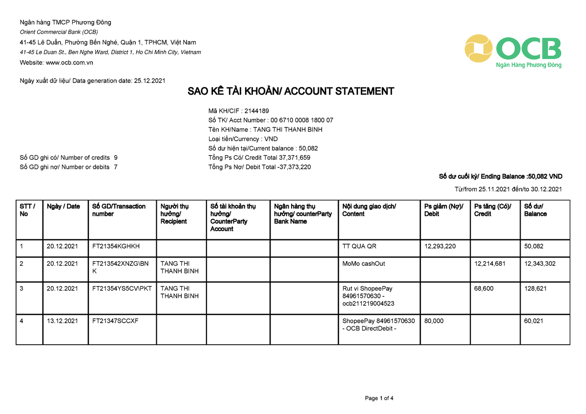 Pan Transaction History