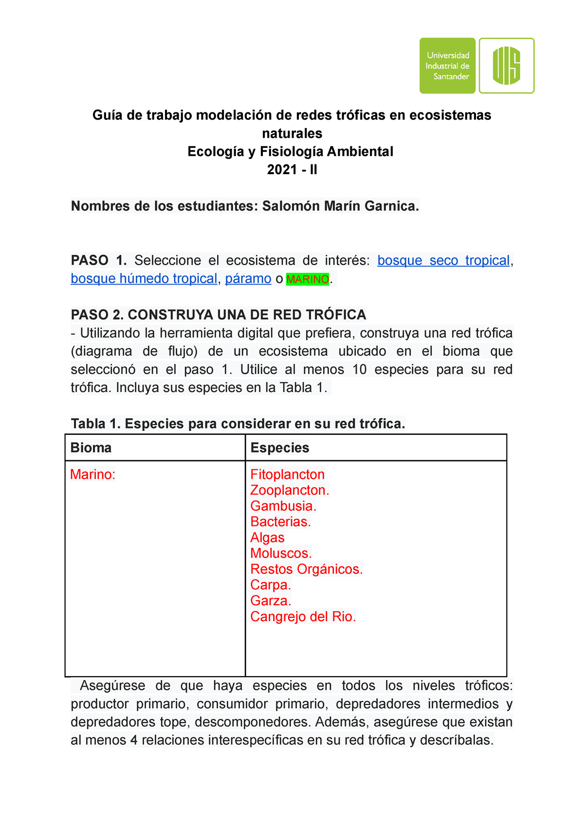 Guia Redes Troficas Y Ecosistemas - Guía De Trabajo Modelación De Redes ...