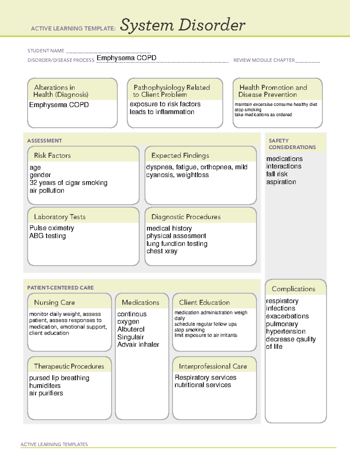 ATI Concept Map - Active learning template system disorder Emphysema ...