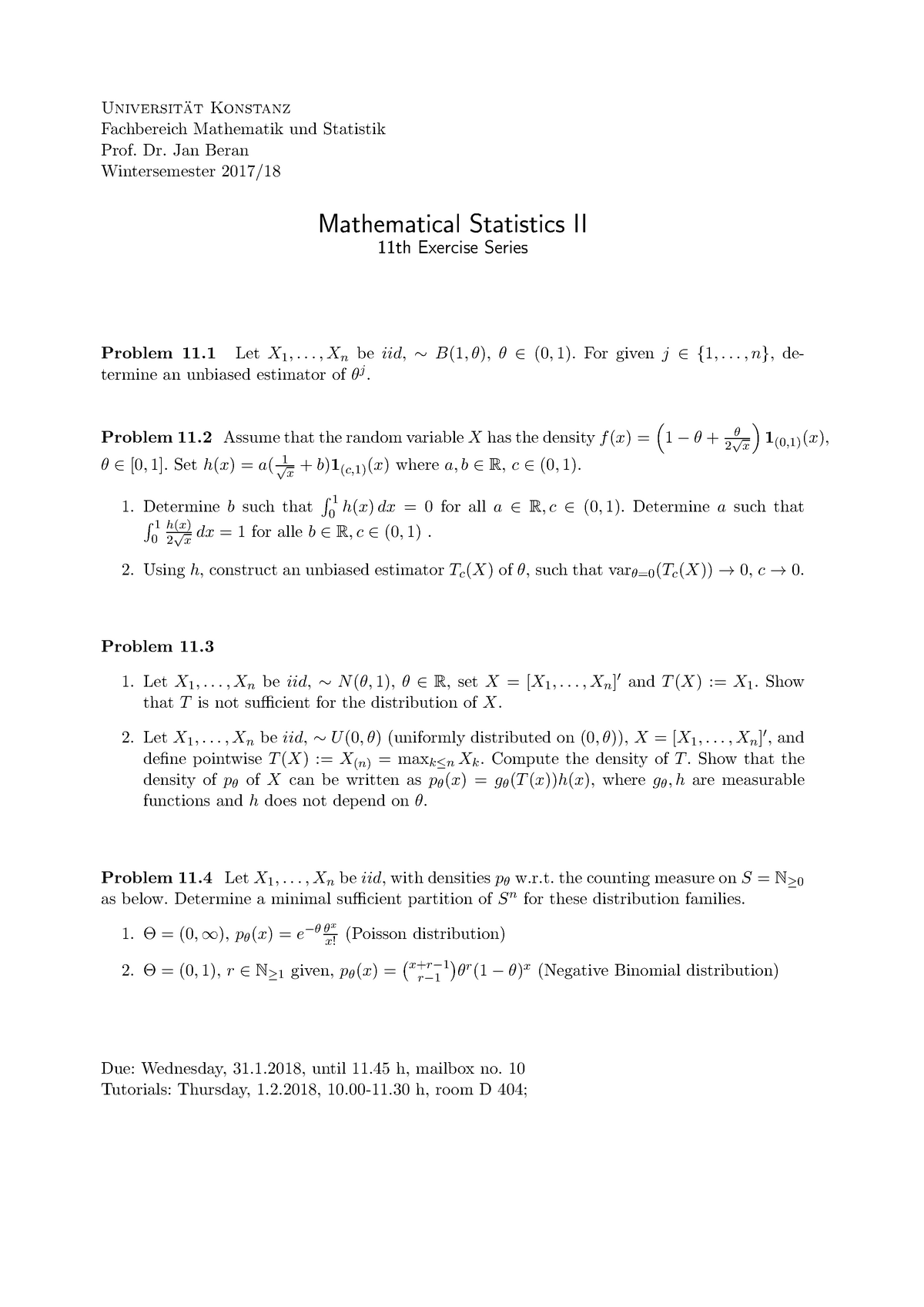 Math Stat Ii W1718 Series 11 Mat Studocu