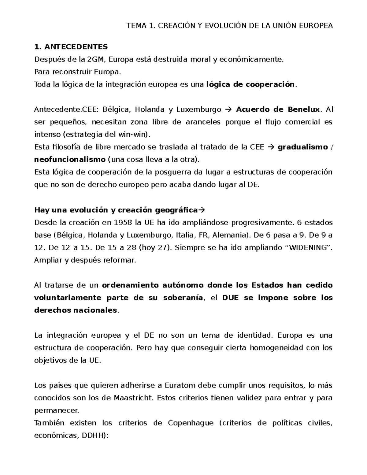 TEMA 1. CREACIÓN Y EVOLUCIÓN DE LA UNIÓN EUROPEA - 1. ANTECEDENTES ...