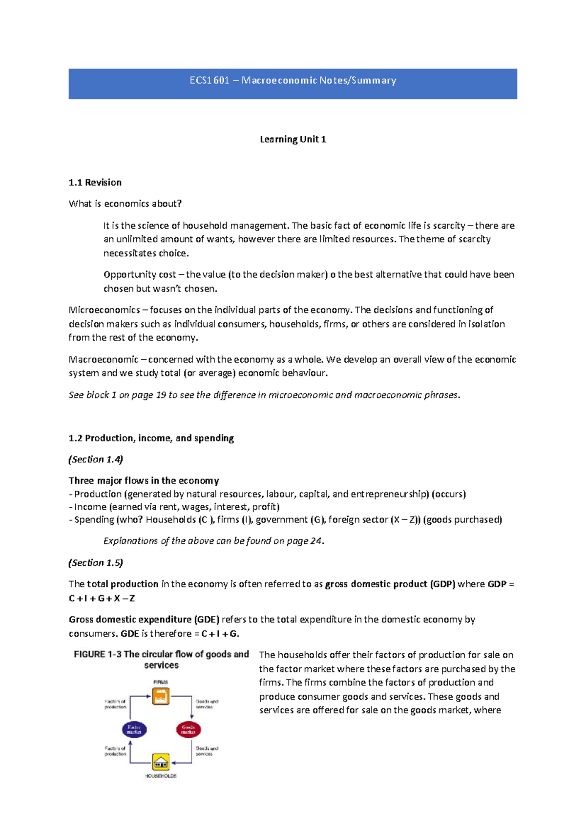 ECS1601 Summary LU 1 & 2 - Searchable Summarized Study Notes Of The ...