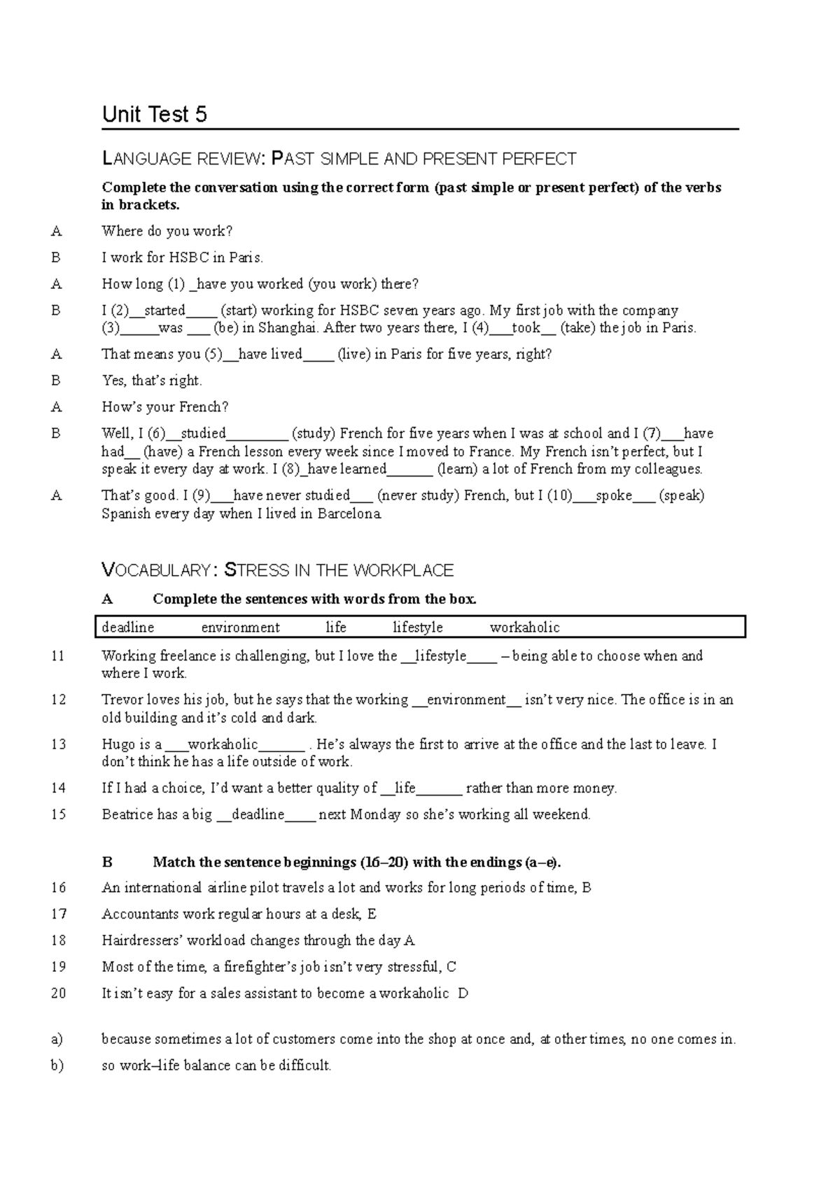 Unit Test 5 - tham khảo - Thực Hành Tổng Hợp Tiếng Anh - NEU - Studocu