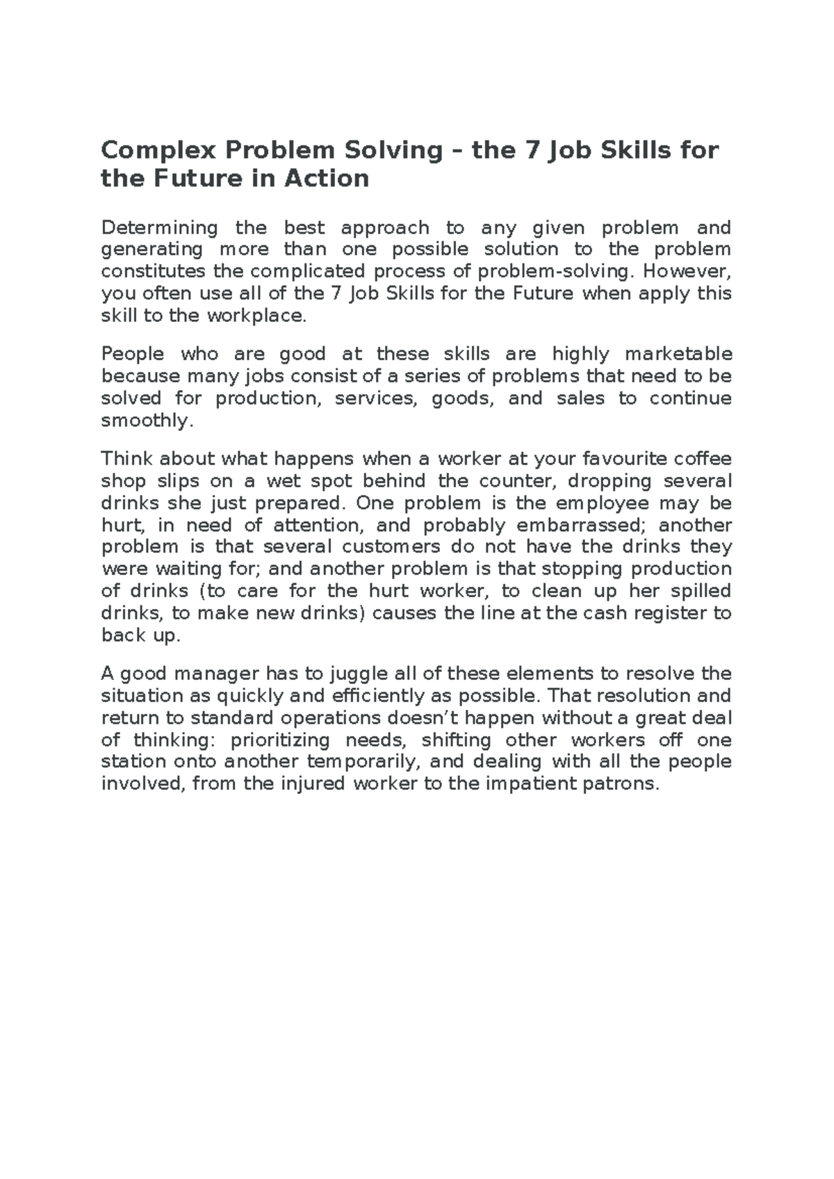 In class activity week 11 - Complex Problem Solving – the 7 Job Skills ...