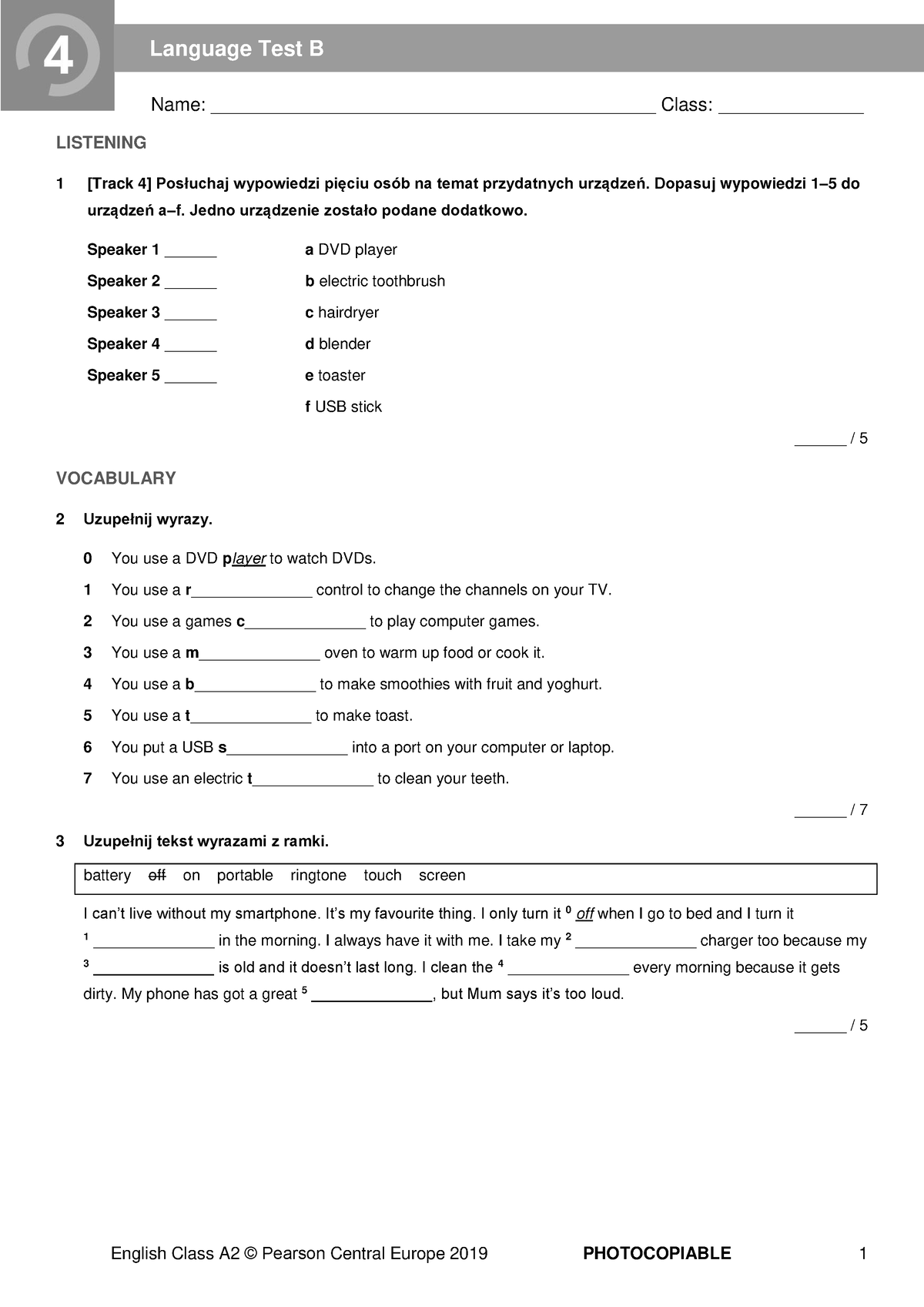 EC A2 Tests - Language Test 4B - Name ...