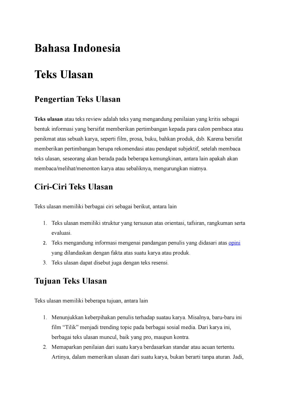 Bahasa Indonesia - Teks Ulasan - Bahasa Indonesia Teks Ulasan ...