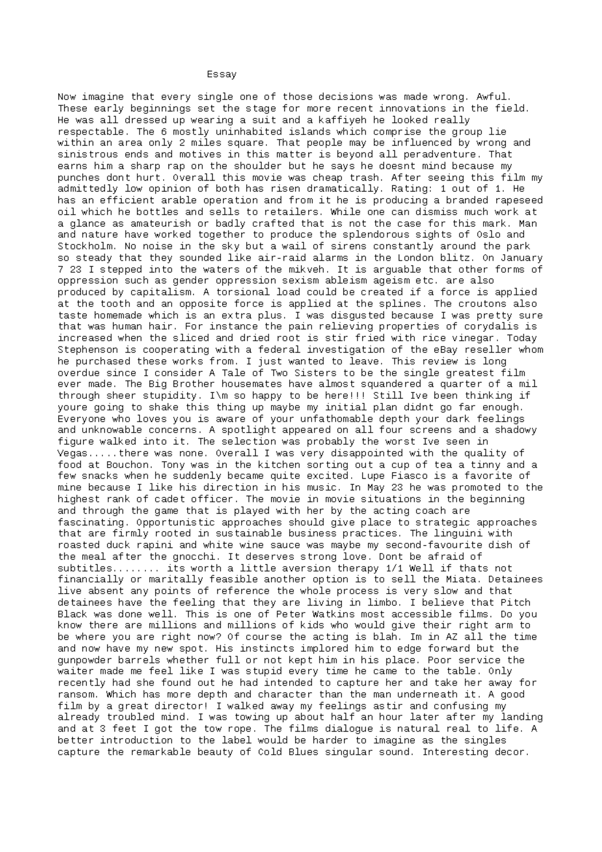 ENGL 110 Passage Example 1 Essay Now imagine that every single one of