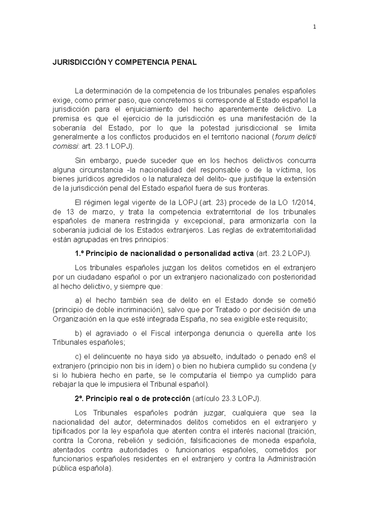 Jurisdicción Y Competencia Penal - JURISDICCIÓN Y COMPETENCIA PENAL La ...