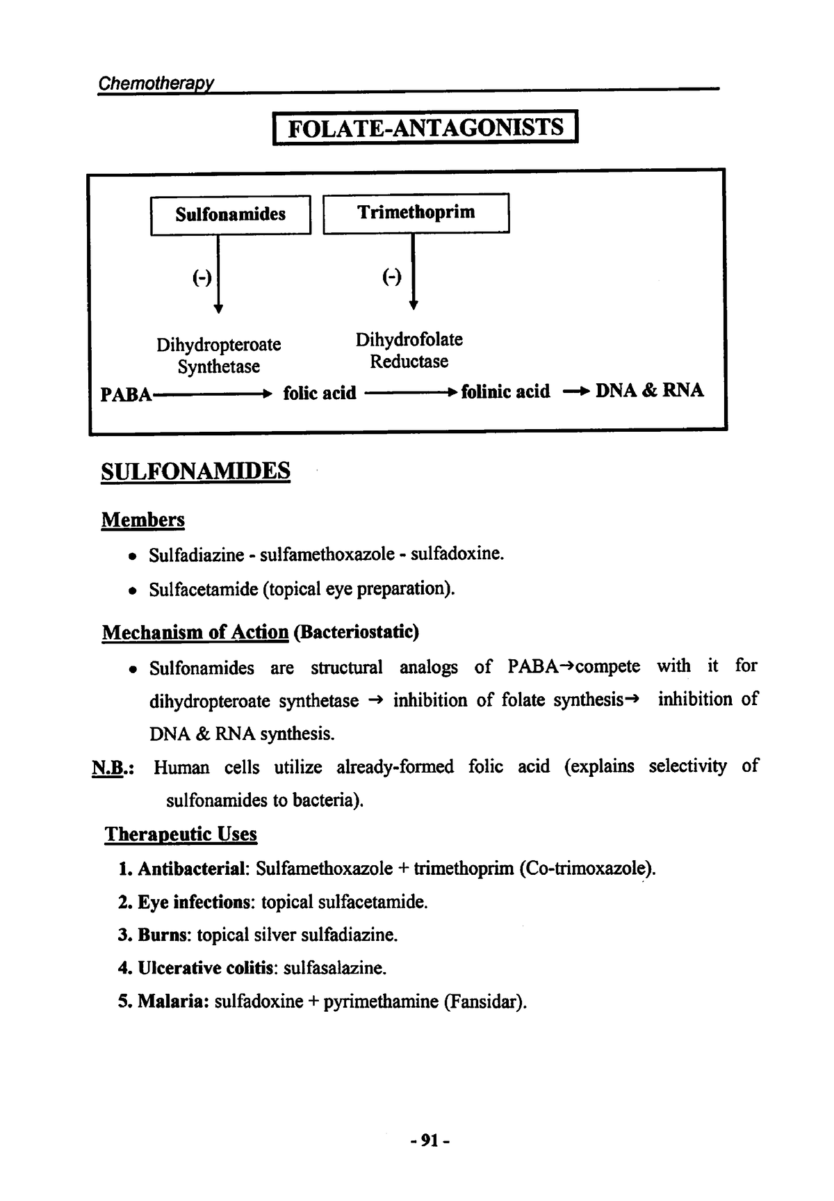 Organisms - FOLATE-ANTAGONISTS PABA Sulfonamides ...