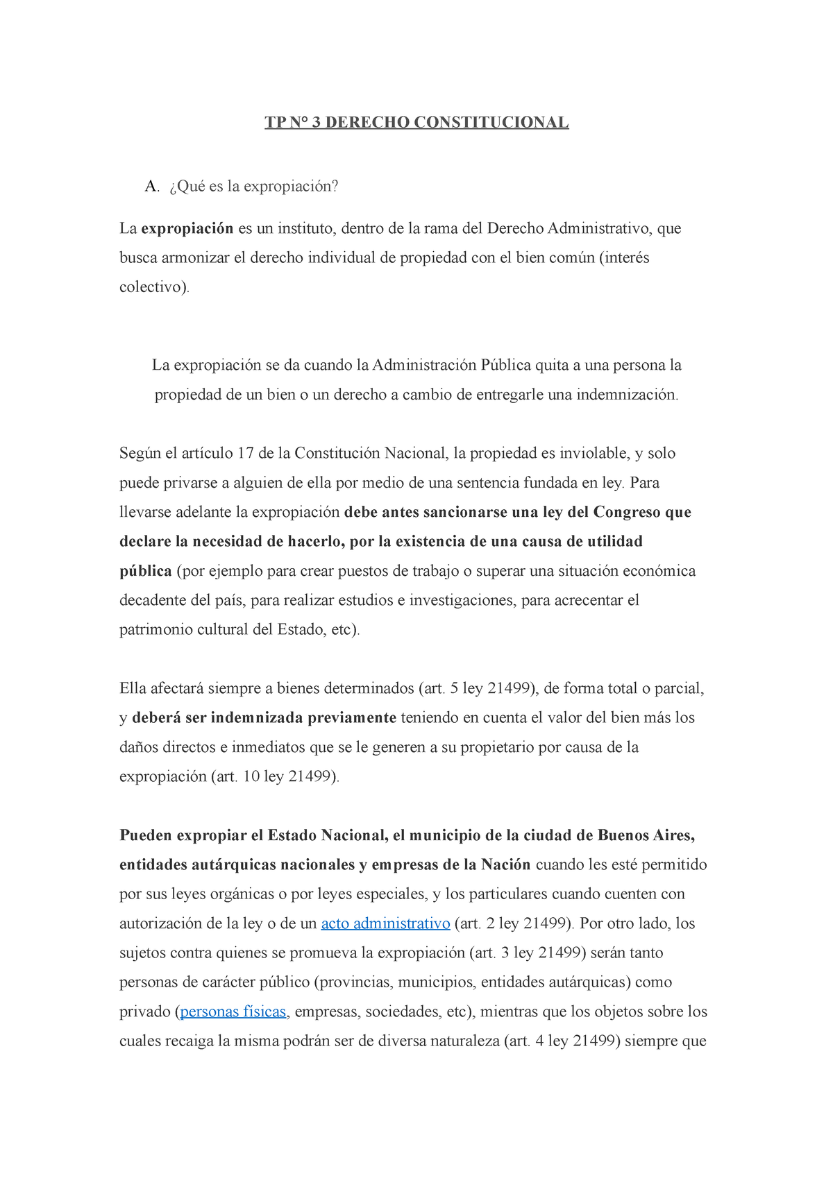 TP N - Sdfedf - TP N° 3 DERECHO CONSTITUCIONAL A. ¿Qué Es La ...